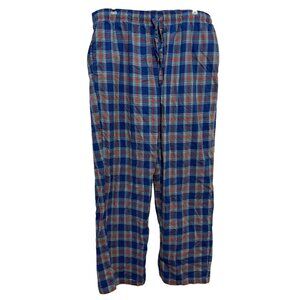 L.L. Bean Mens Plaid Cotton Pajama Pants L Blue Red Green Elastic Waist